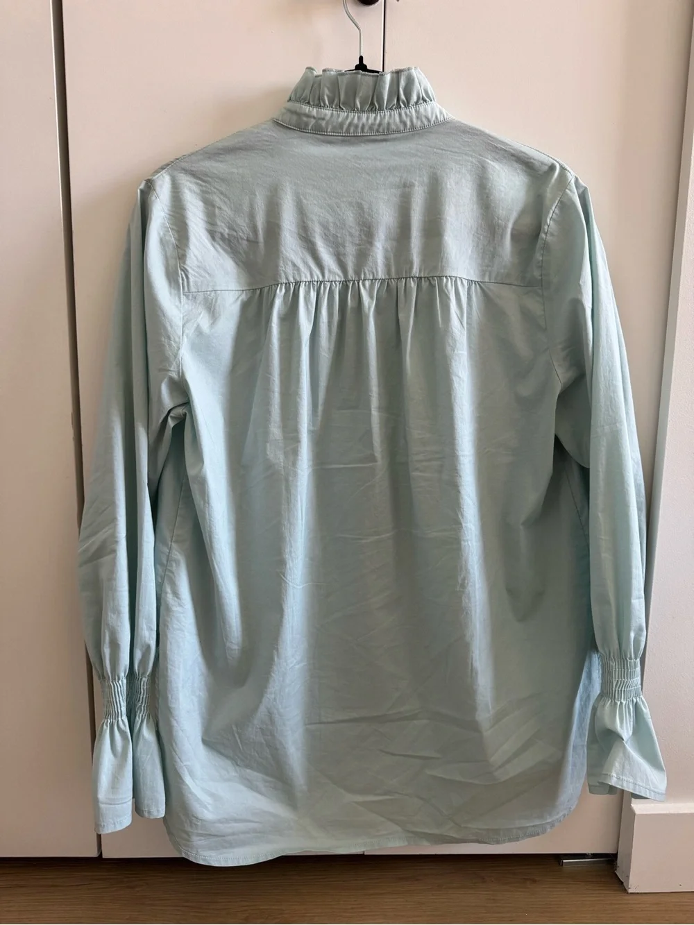 Light Sage Pintuck Button-Front Blouse - Picture 3 of 4
